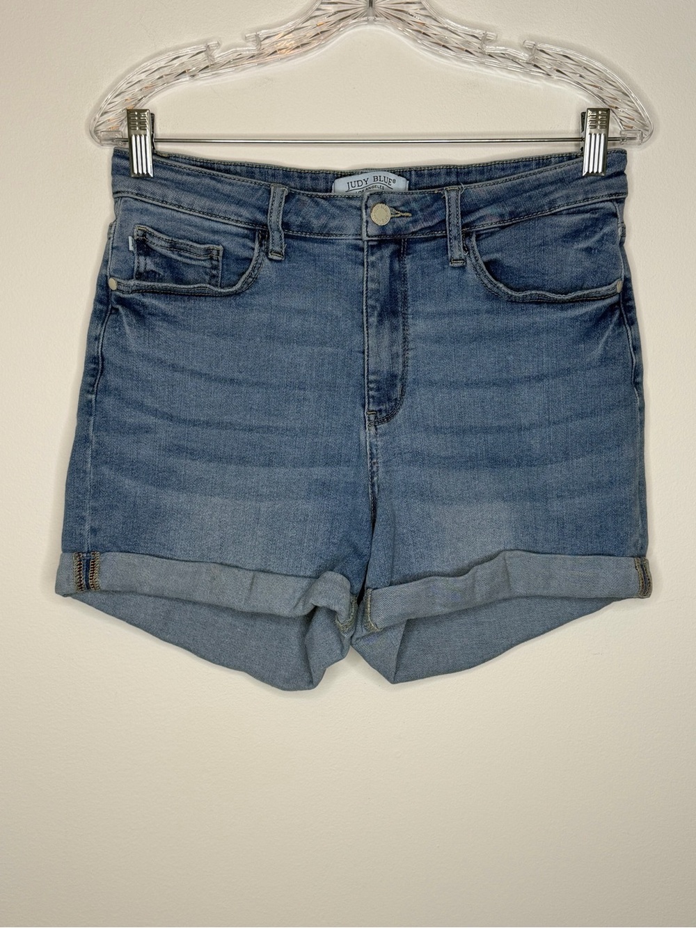 Judy Blue Light WashMid Rise Classic Cuffed Denim Shorts